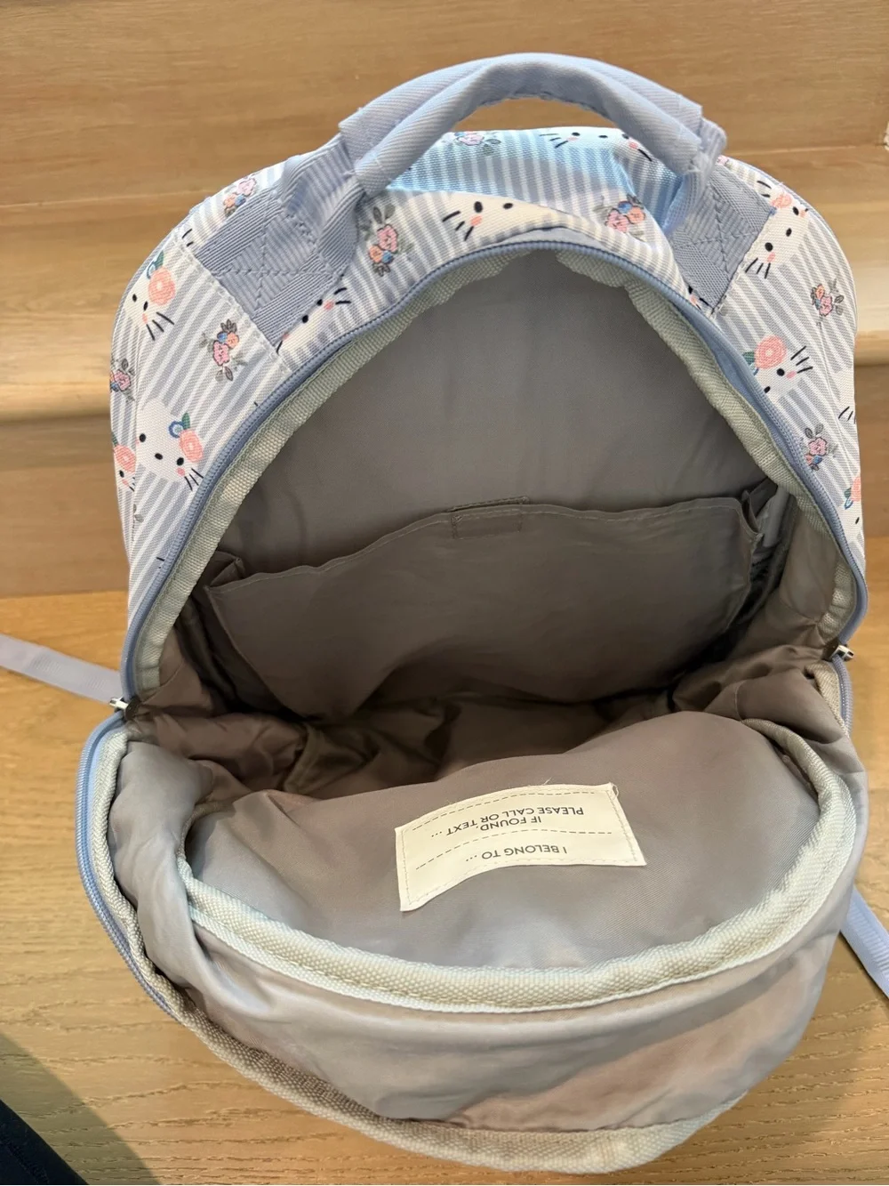 Pottery Barn Kids Large Light Blue Floral Stripe Backpack and Lunch Bag Set